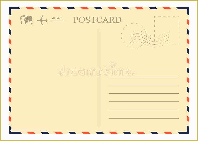 Free Vintage Postcard Template Of Vintage Postcard Template Retro Airmail Envelope with