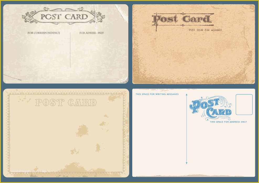 Free Vintage Postcard Template Of Vintage Postcard Vector Set