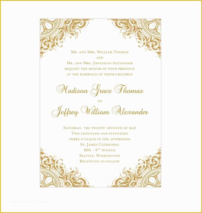 Free Vintage Wedding Invitation Templates Of Vintage Wedding Invitation Gold Wedding Template Shop