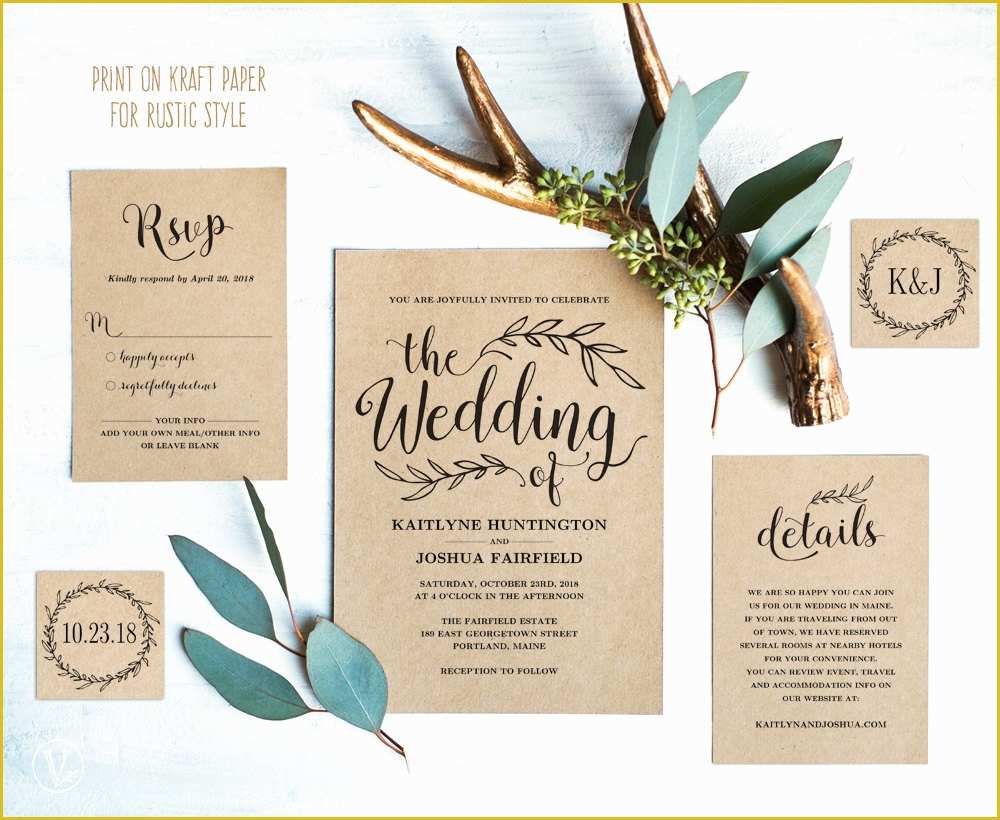 Free Vintage Wedding Invitation Templates Of Vintage Wedding Invitation Suite Printable Wedding Invitation