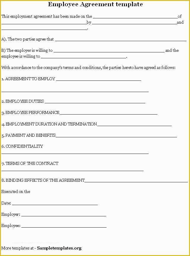 Free Virtual assistant forms and Templates Of Employee Agreement is A Contract Between An Employer and