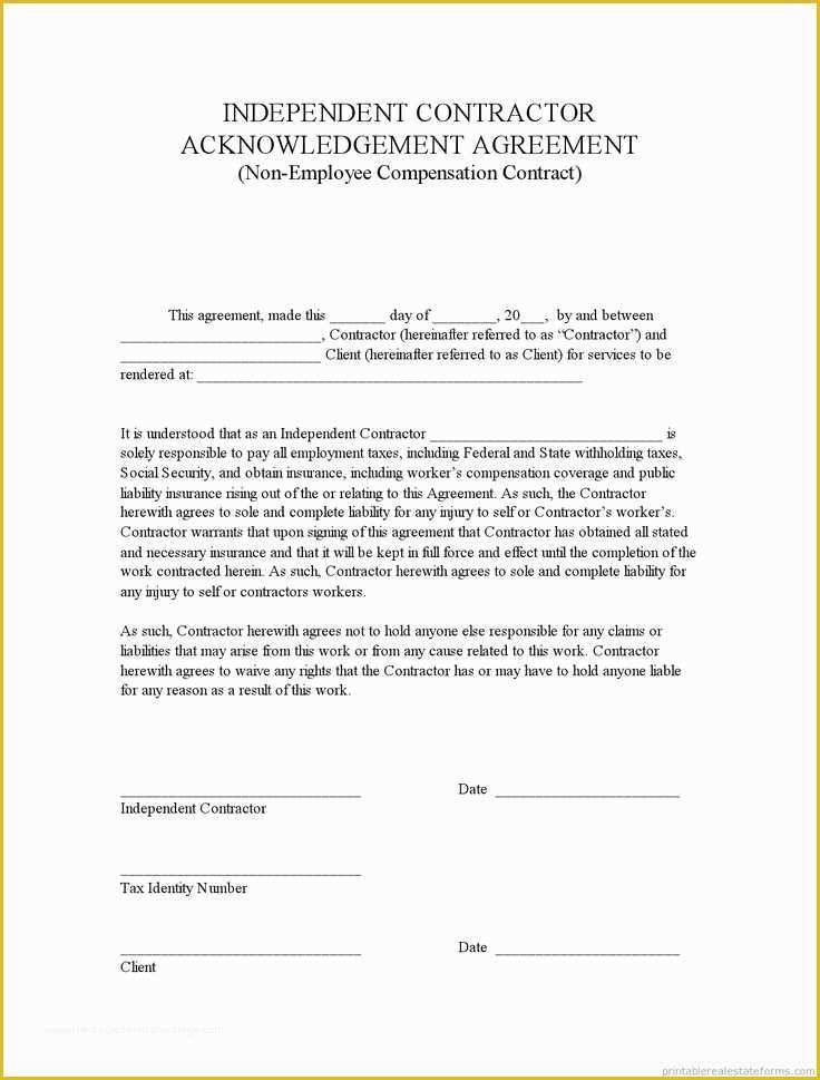 Free Virtual assistant forms and Templates Of Sample Printable Indep Contractor Acknowledgement