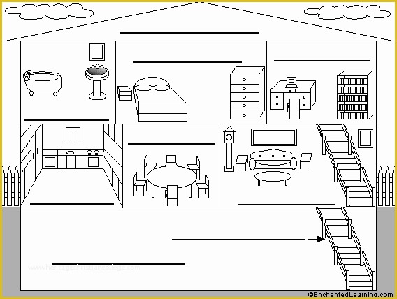 Free Virtual Room Templates for Artists Of Label the Rooms Of A House In German Printout