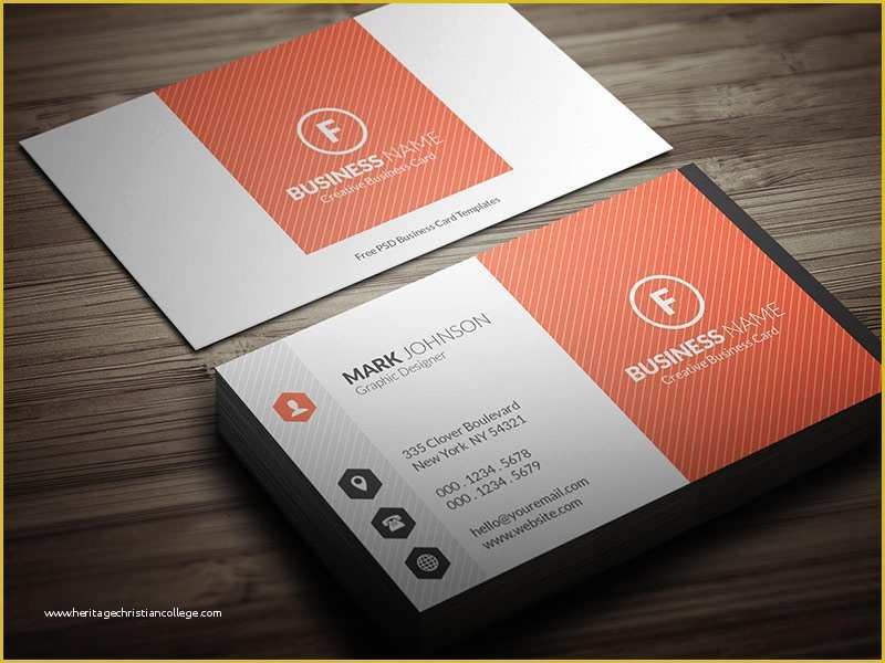 Free Visiting Card Templates Of Bright orange Corporate Business Card Template Free