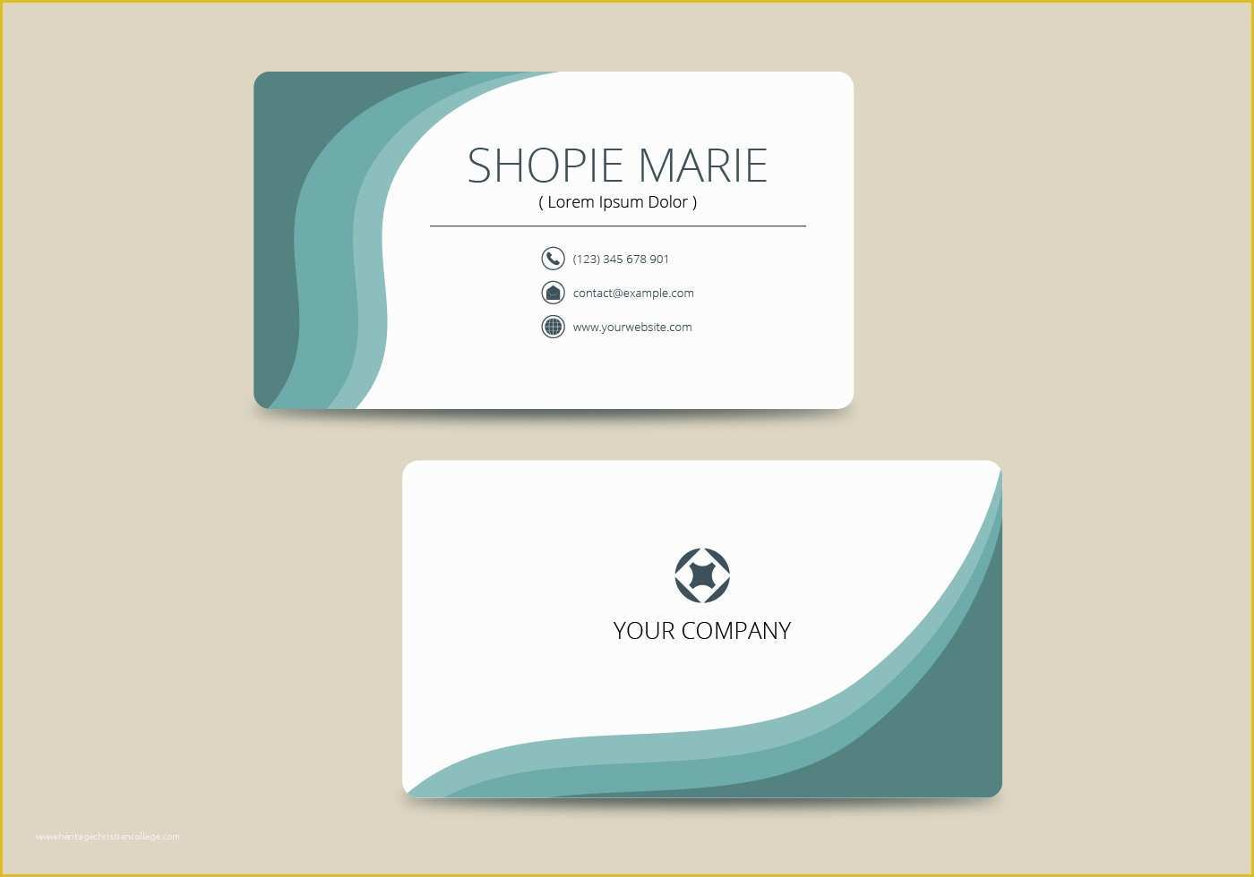 Free Visiting Card Templates Of Teal Business Card Template Vector Download Free Vector
