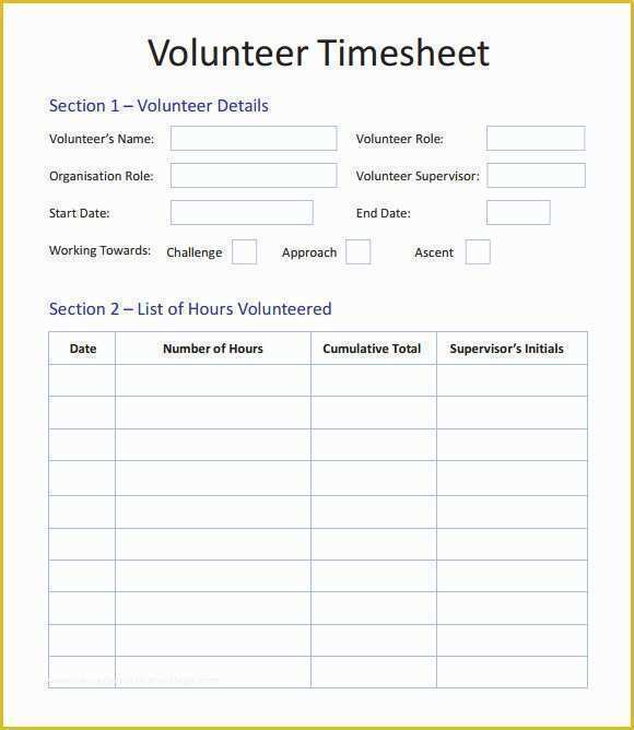 Free Volunteer Database Template Of 11 Volunteer Timesheet Samples