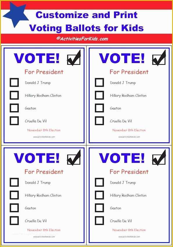 Free Voting Form Template Of Free Printable Voting Ballots For Kids 