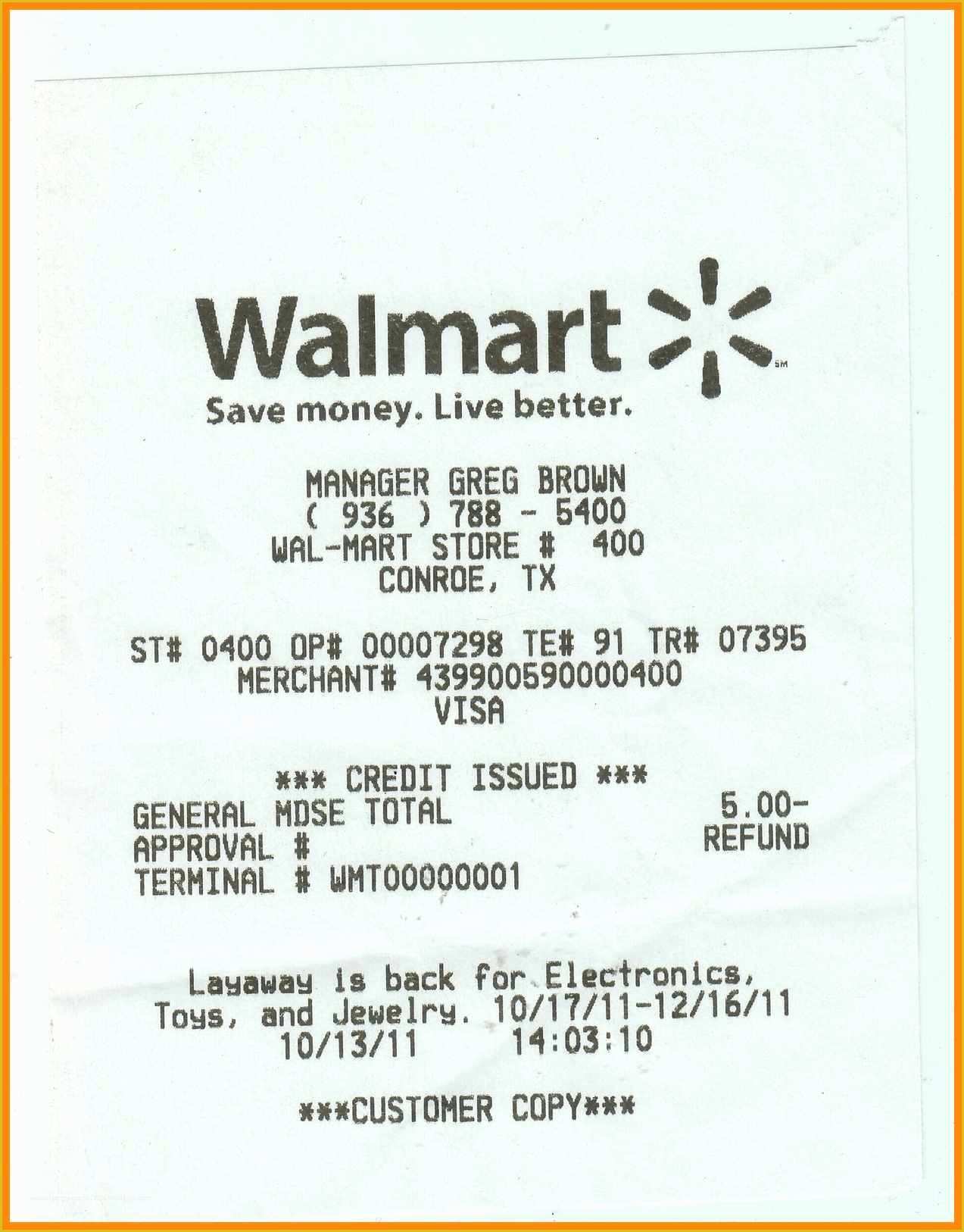Free Walmart Receipt Template Of 4 5 Walmart Receipt Template