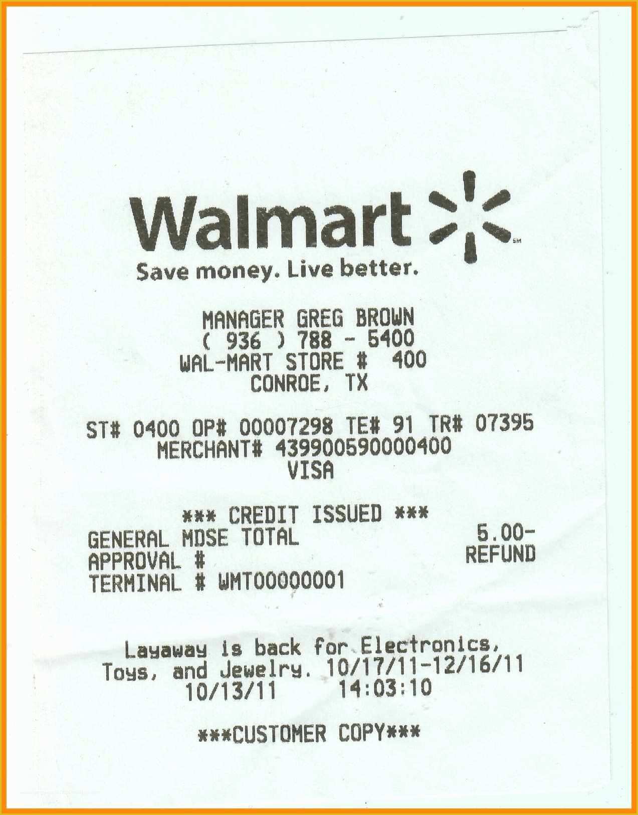 Free Walmart Receipt Template