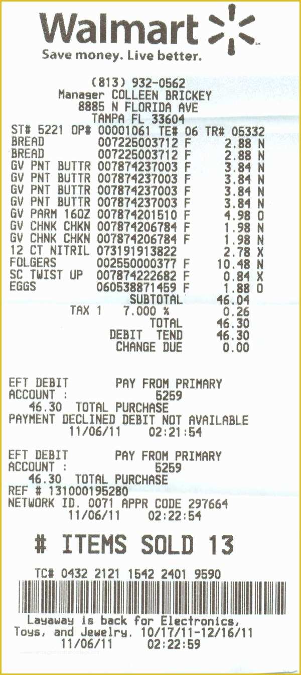 Free Walmart Receipt Template Of 5 Grocery Payment Receipt Samples & Templates – Pdf