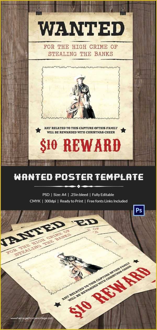 Free Wanted Poster Template Of Wanted Poster Template 34 Free Printable Word Psd
