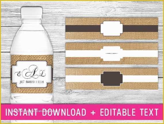 Free Water Bottle Label Template Psd Of Printable Water Bottle Labels Burlap Wedding by Purdyprintsnyc