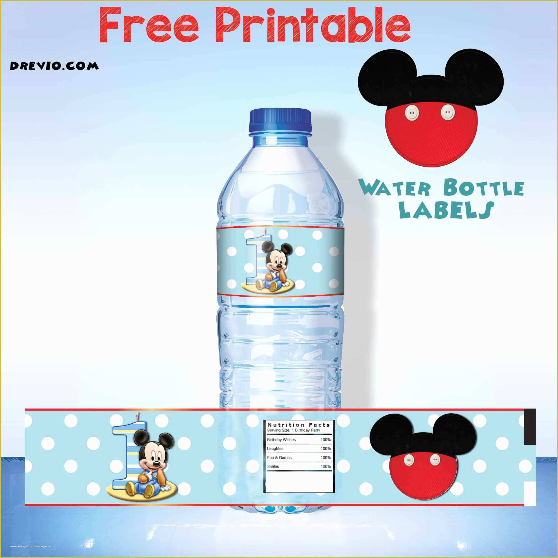 Free Water Bottle Template Printable Of Free Printable Mickey Mouse Water Bottle Label