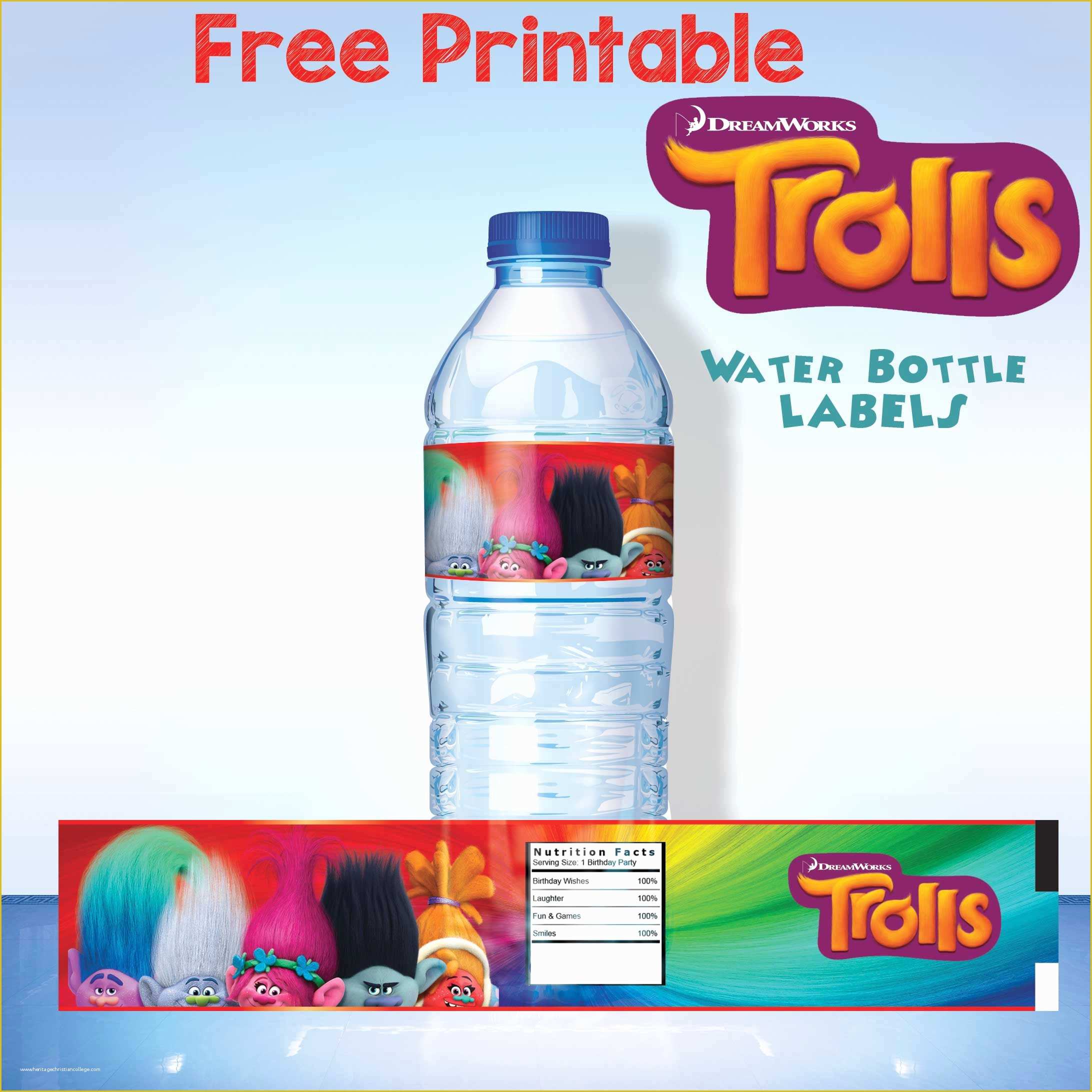 Free Water Bottle Template Printable Of Free Printable Trolls Water Bottle Label