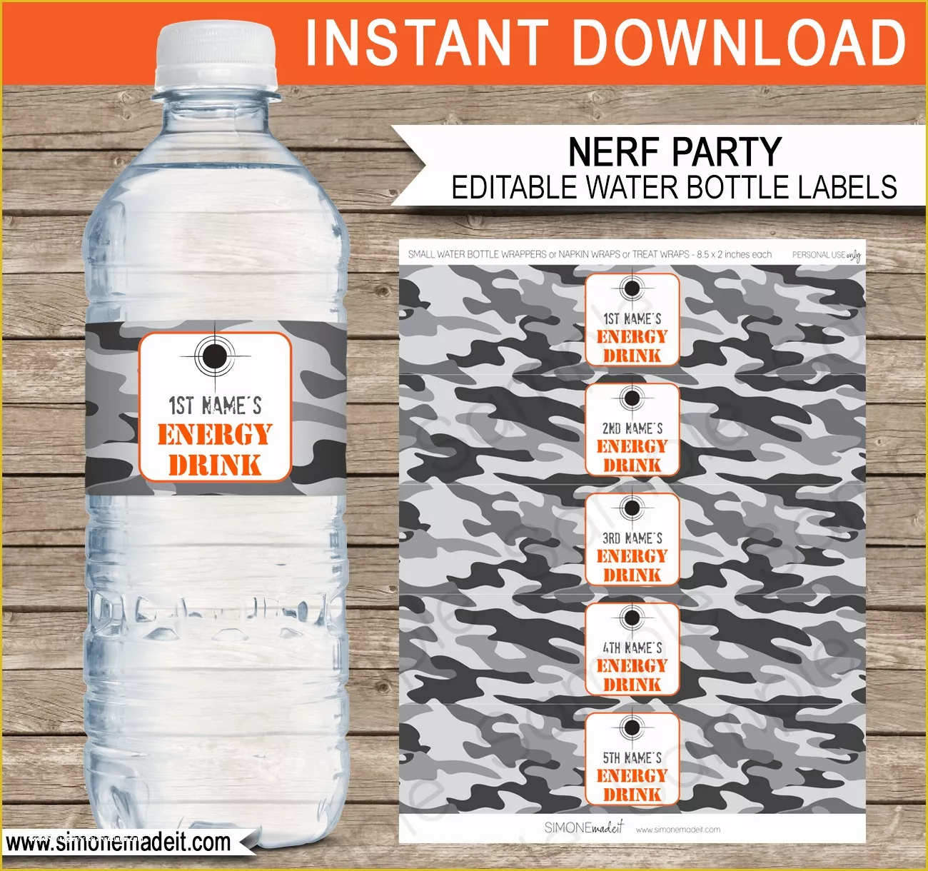 Free Water Bottle Template Printable Of Nerf Party Water Bottle Labels Template