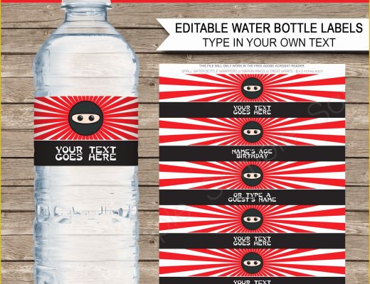 Free Water Bottle Template Printable Of Ninja Water Bottle Labels Template