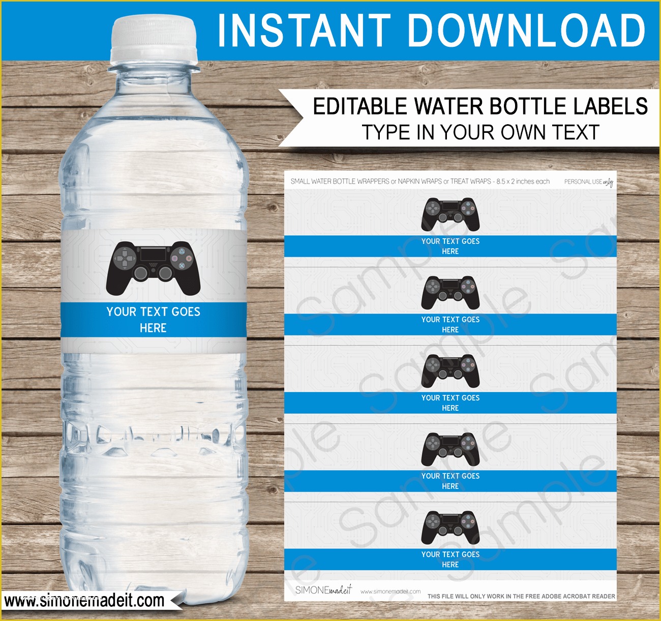 Free Water Bottle Template Printable Of Playstation Birthday Party Water Bottle Labels