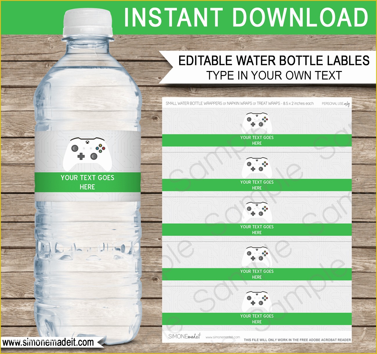 Free Water Bottle Template Printable Of Xbox Party Water Bottle Labels