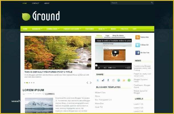 Free Web Blog Template Of Free Dark Green Floral Blogger Layout Template