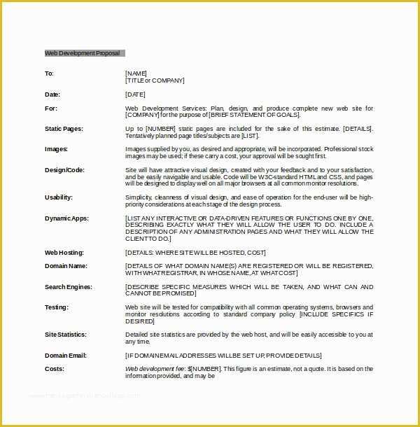 Free Web Design Proposal Template Of Sample Web Design Proposal Template 8 Free Documents In