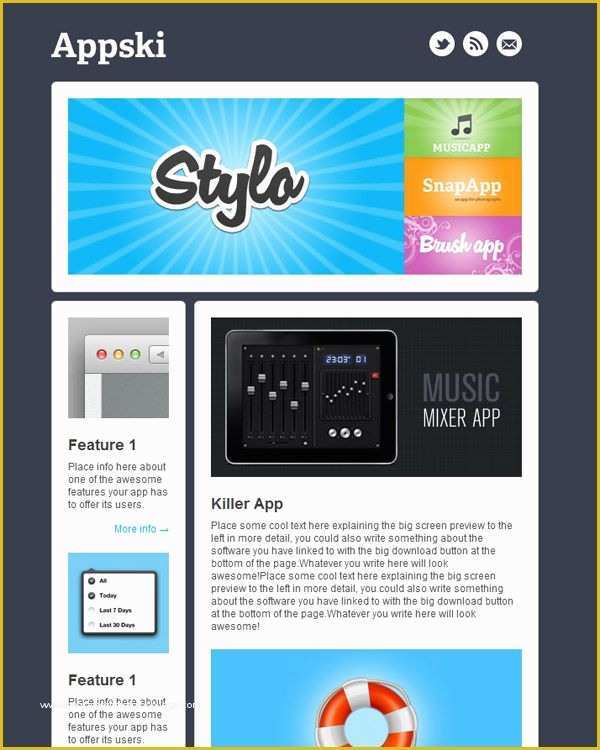 Free Web Newsletter Templates Of Appski App Promotional Email Template