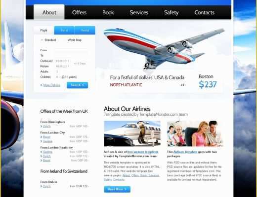 Free Web Newsletter Templates Of Free Website Template for Airlines Pany