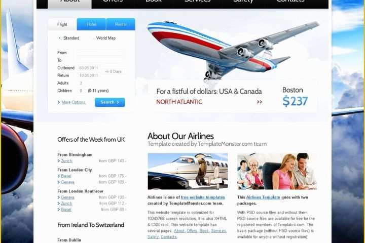 Free Web Newsletter Templates Of Free Website Template for Airlines Pany