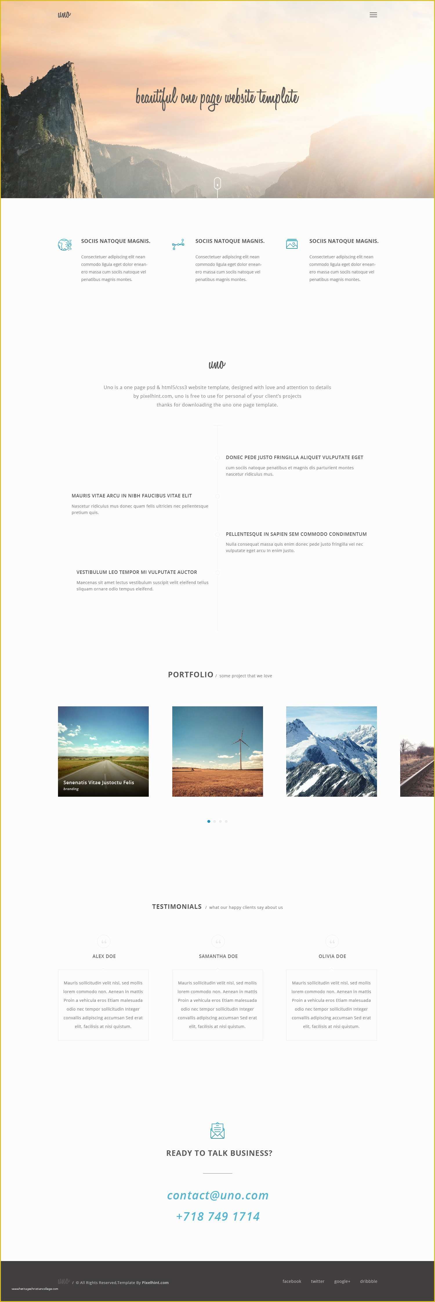 Free Web Page Templates HTML5 Of Uno – HTML5 E Page Website Template