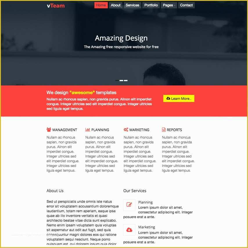 Free Web Page Templates HTML5 Of Vteam Free Bootstrap HTML5 Website Template