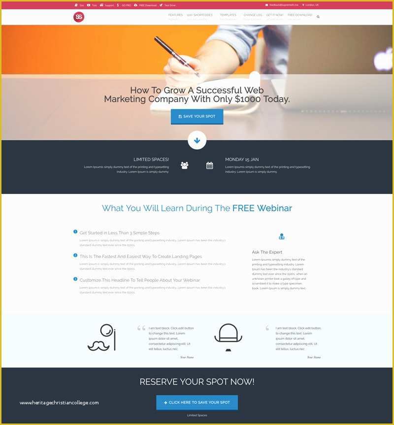 Free Webinar Templates Of Webinar Landing Page