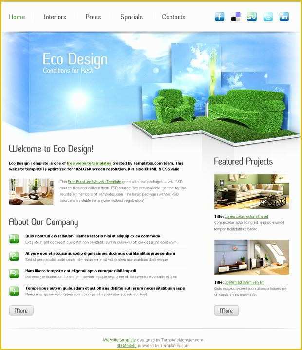 Free Website Template Editor Of Free Furniture Website Template for Eco Design Pany