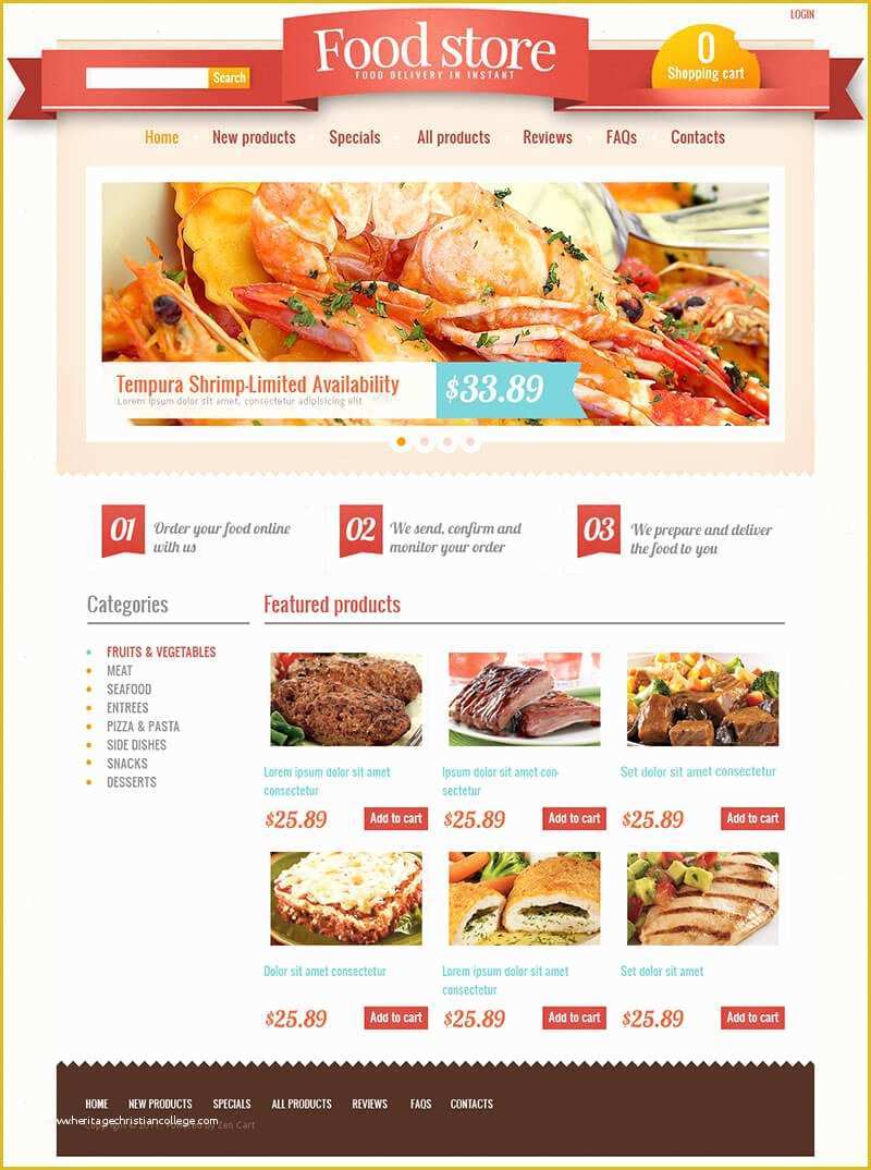 Free Website Template For Online Food Ordering Of 10 Restaurant Zen