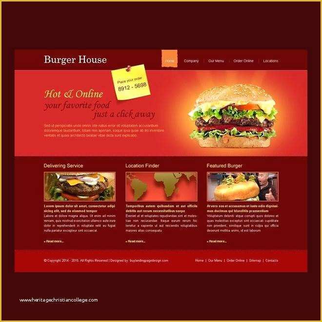 Free Website Template For Online Food Ordering