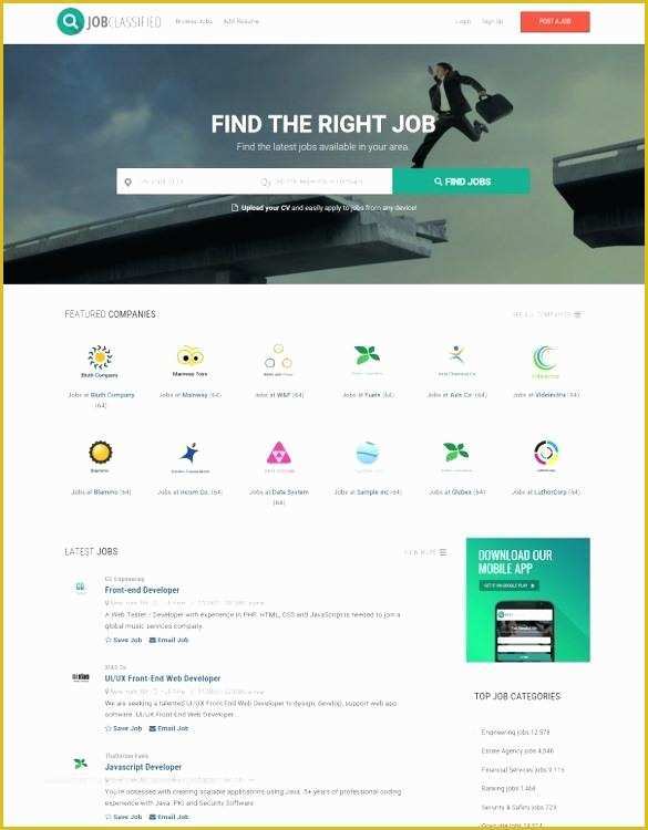 Free Website Templates Download HTML and Css and Jquery Of Job Classified Ads Website Template Free Demo Download