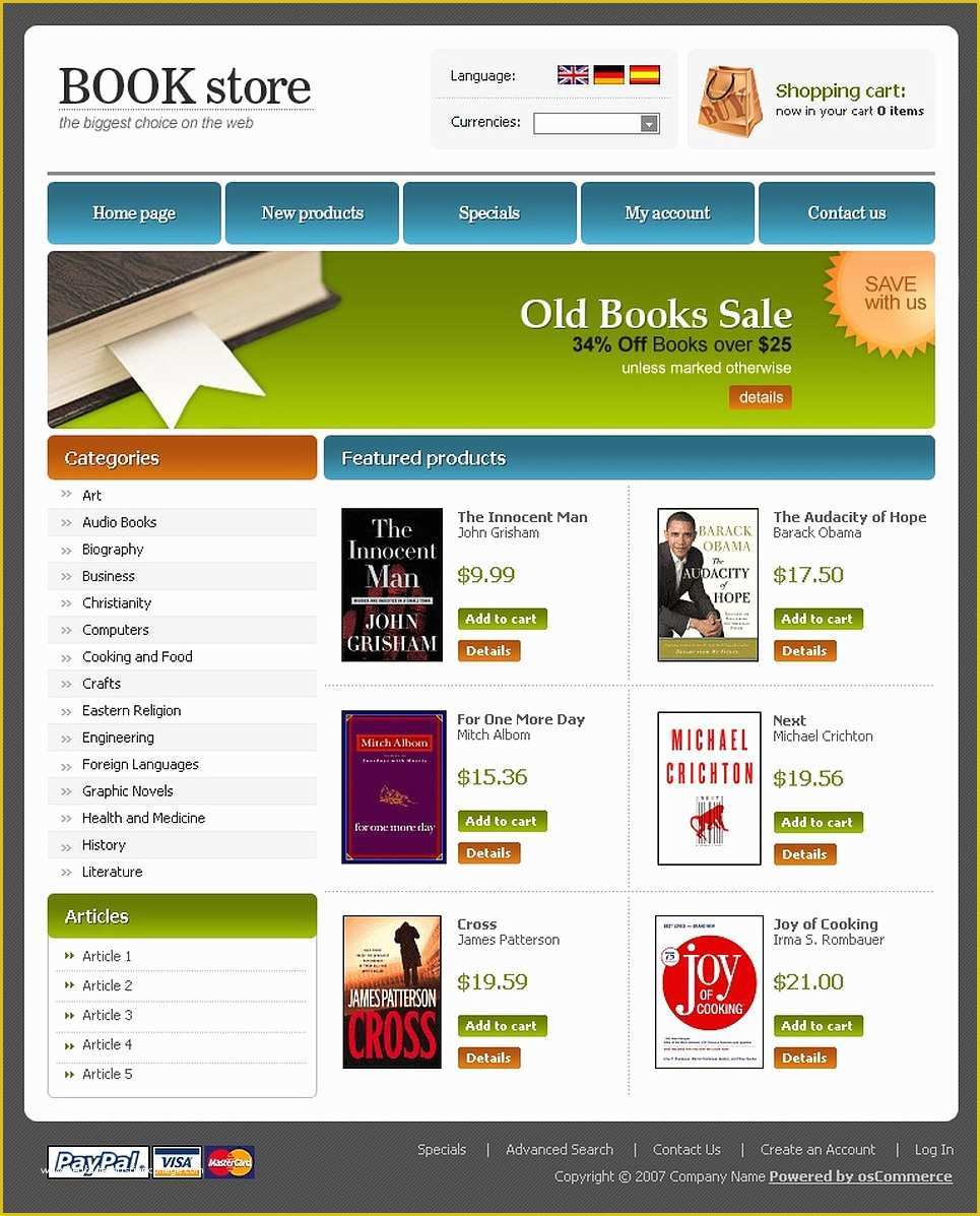 Free Website Templates for Book Publishing Of Book Store Os Merce Template Web Design Templates