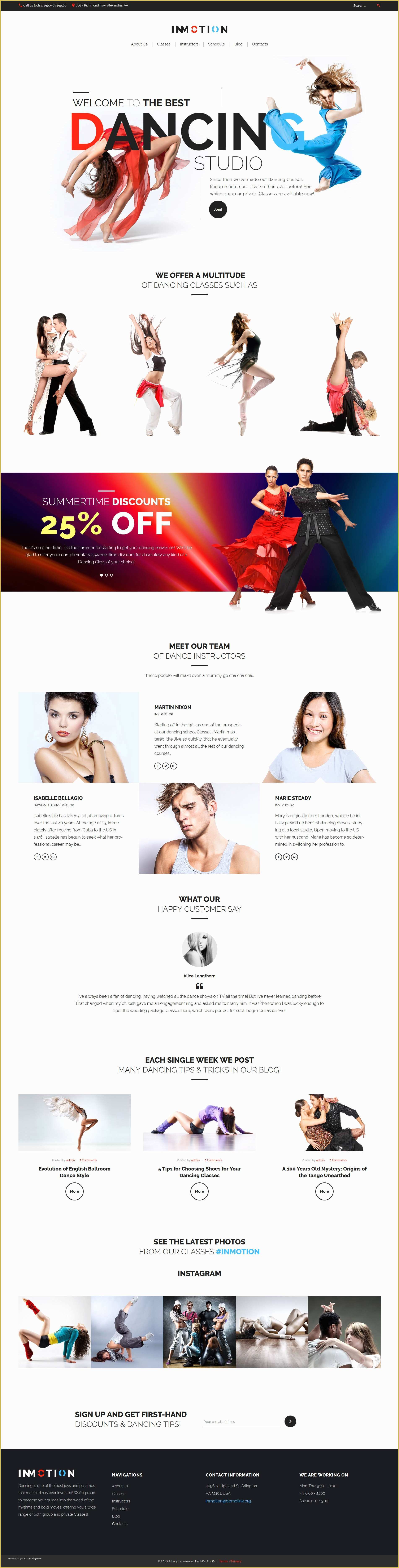 Free Website Templates for Dance Academy Of Dance School Wordpress theme