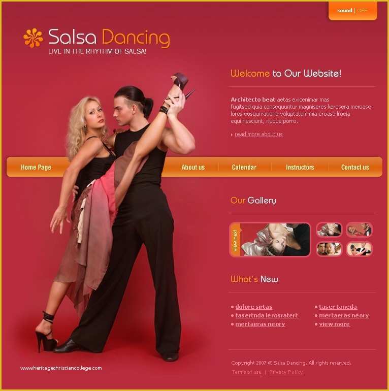 Free Website Templates for Dance Academy Of Dance Studio Flash Template