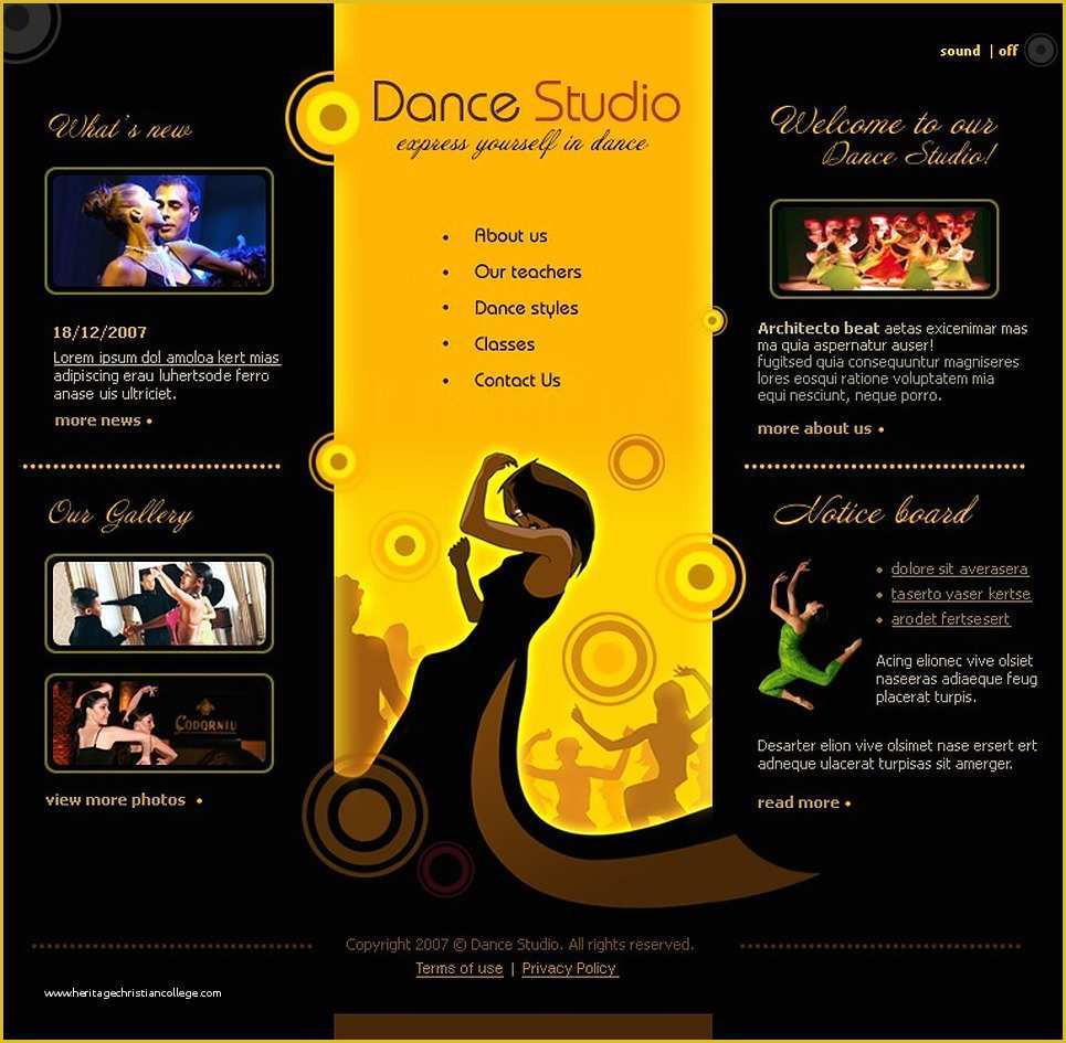 Free Website Templates for Dance Academy Of Dance Studio Flash Template