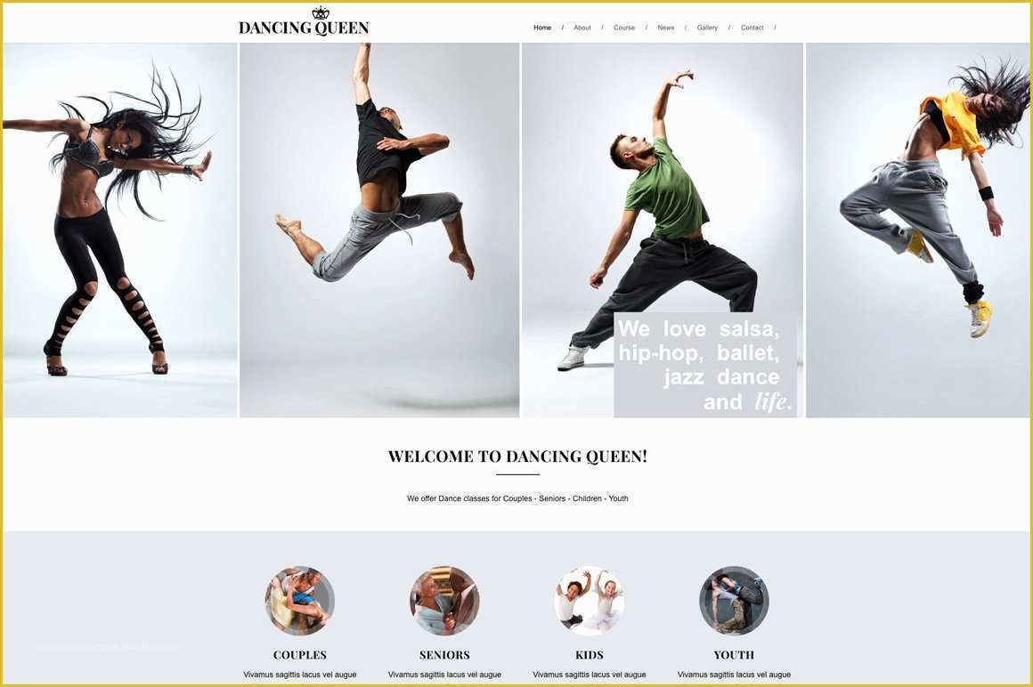 Free Website Templates for Dance Academy Of Dancing Queen Dance & Music Template Website Templates