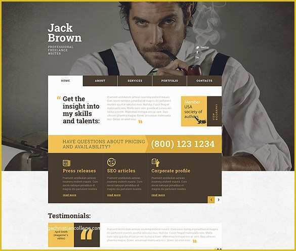 Free Website Templates for Writers Of 19 Writer HTML5 themes &amp; Templates