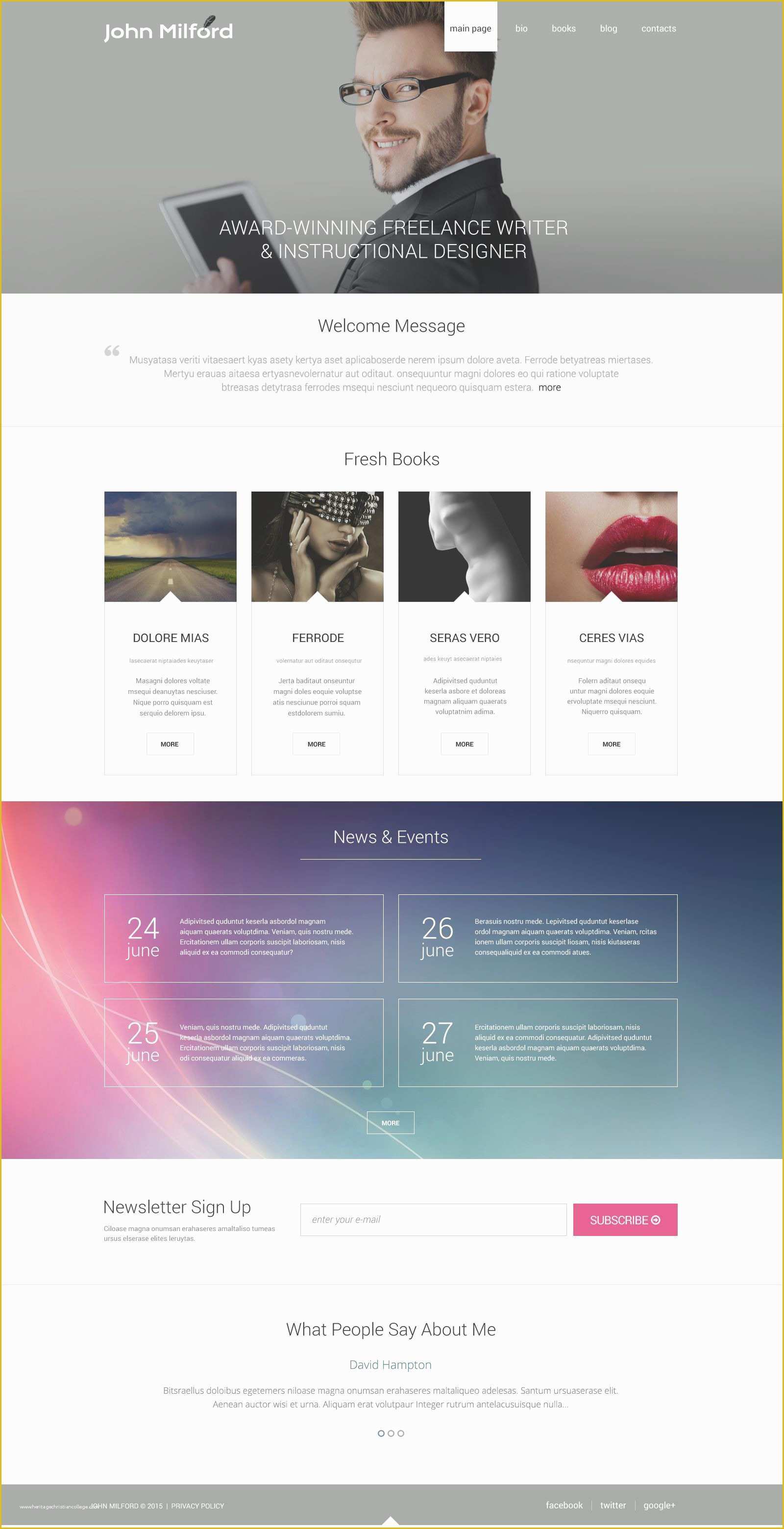 Free Website Templates for Writers Of Author Wordpress theme