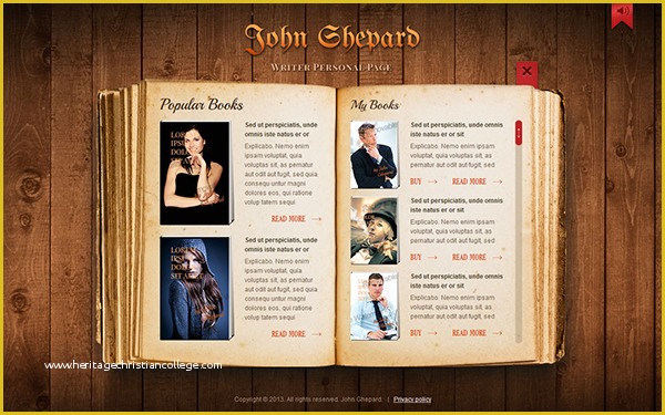 Free Website Templates for Writers Of John Shepard Writer Personal Page HTML5 Template On Behance