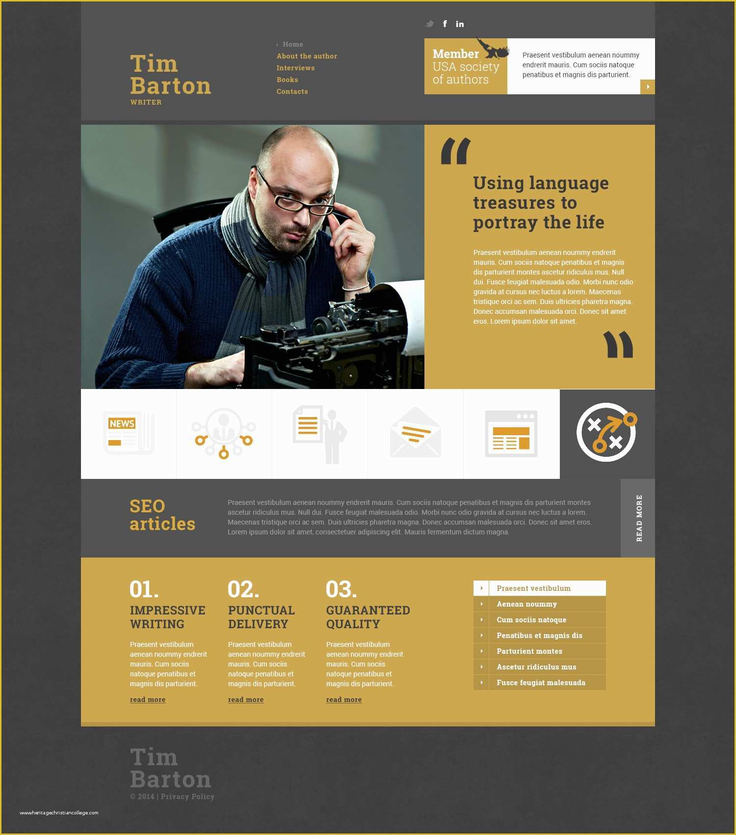 Free Website Templates for Writers Of Personal Page Responsive Website Template