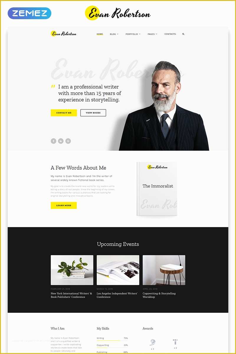 Free Website Templates for Writers Of Writer Author Responsive Website Template