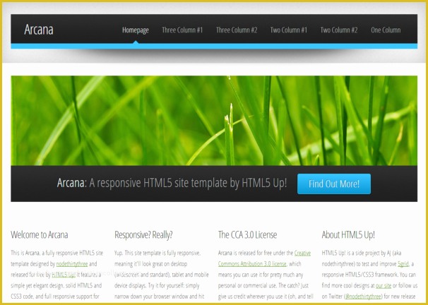Free Website Templates HTML5 Of Arcana Responsive HTML5 theme HTML5xcss3