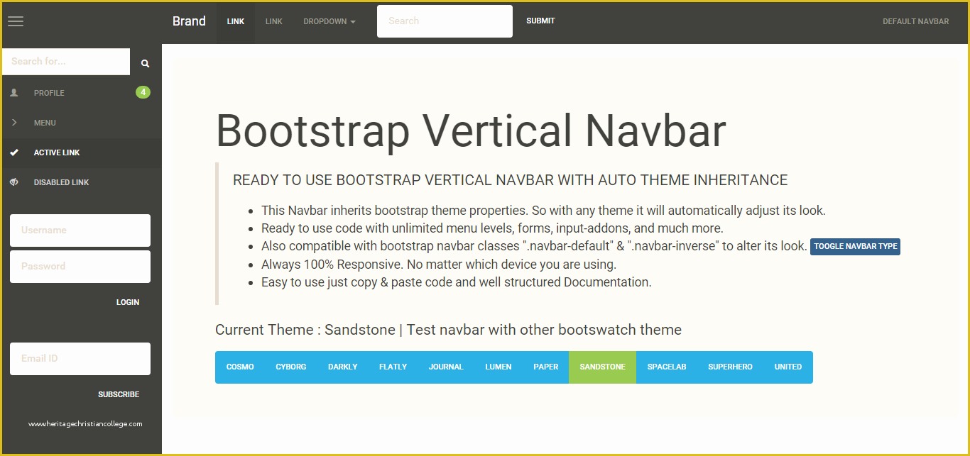 Free Website Templates with Sidebar Menu Of Auto Inherit Bootstrap theme Vertical Sidebar by Webonick