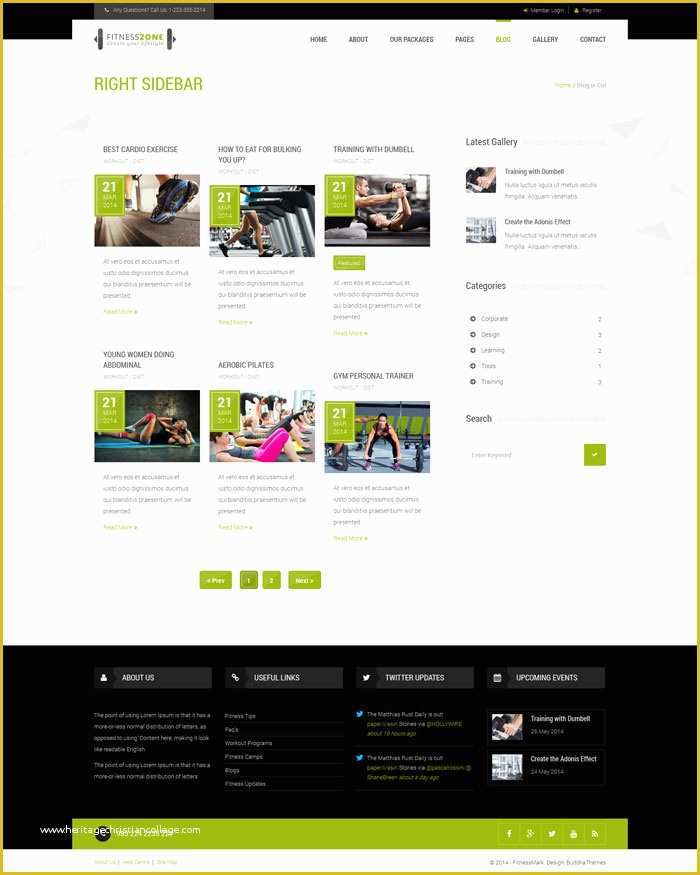 Free Website Templates with Sidebar Menu Of Fitness Zone