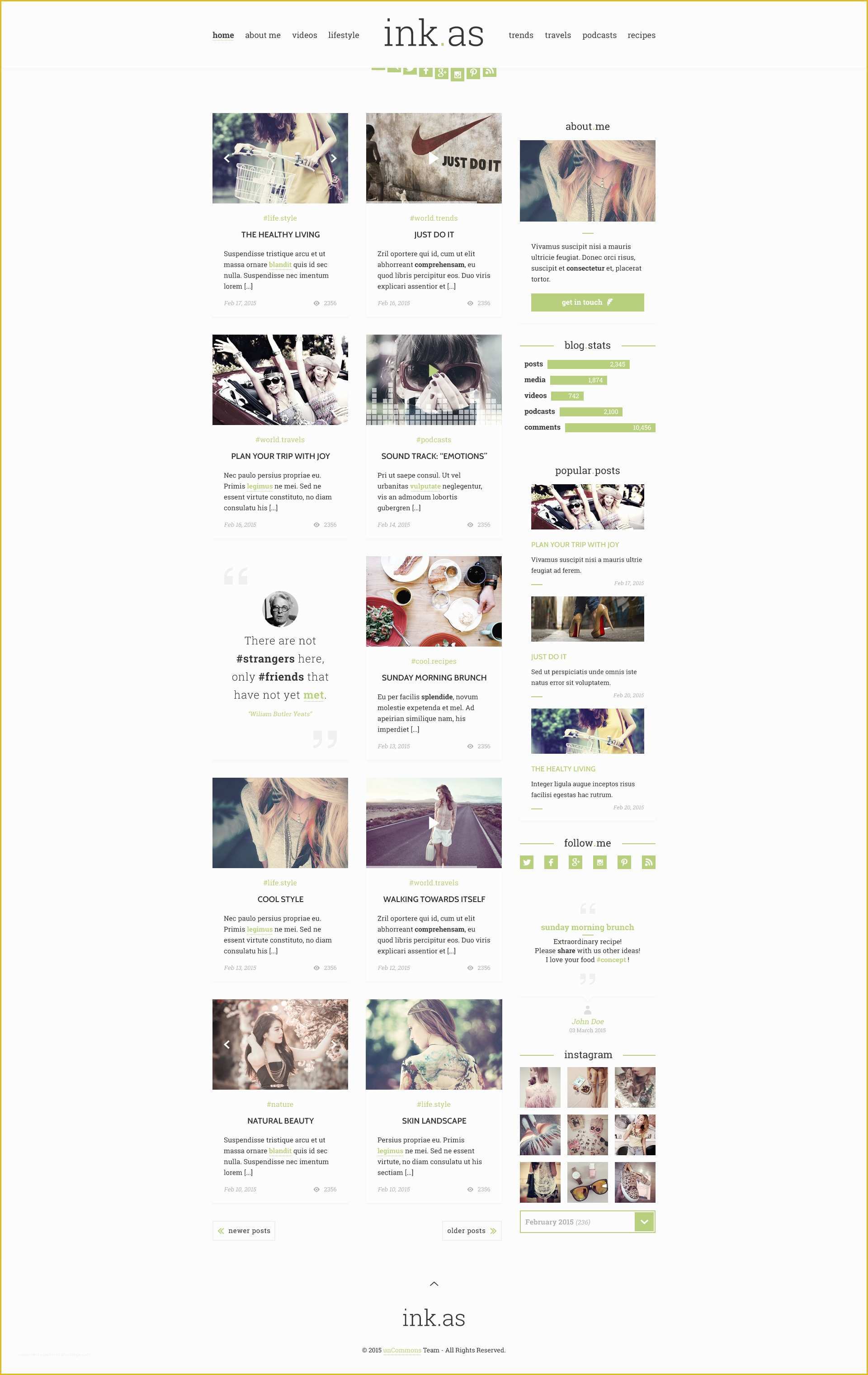 Free Website Templates with Sidebar Menu Of Inkas the Personal Blog HTML Template by Un Mons