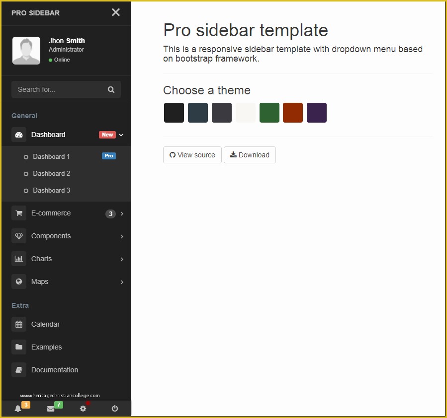 Free Website Templates with Sidebar Menu Of Pro Sidebar Template