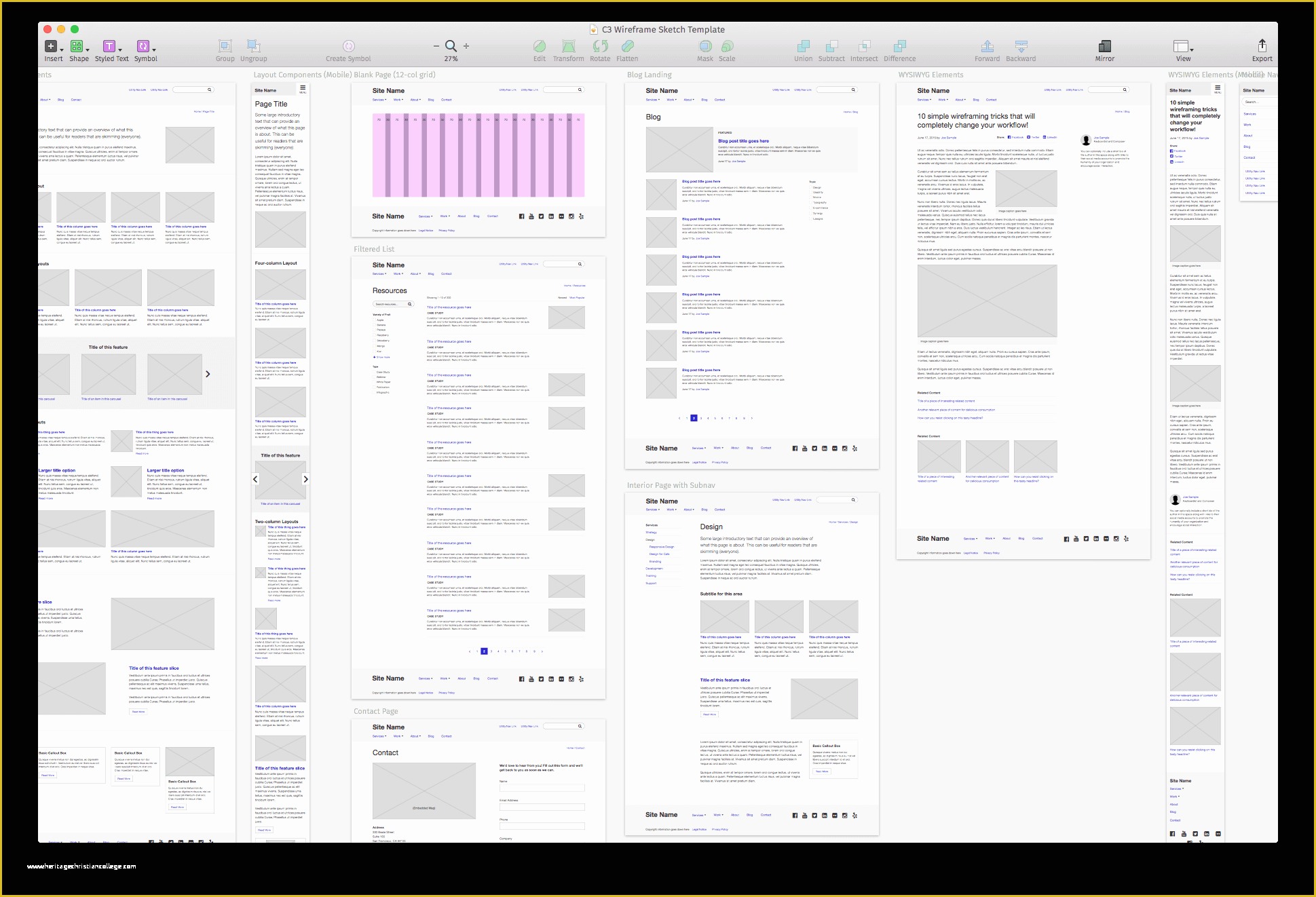 Free Website Wireframe Templates Of Wireframing Template for Sketch